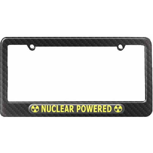 Nuclear Powered Yellow Black Radiation Biohazar License Plate Frame