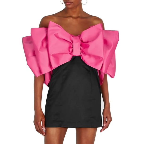 Txlixc moda Bowknot Patchwork Bodycon vestido para mujer noche Mini vestido sin mangas espalda descubierta vestidos de fiesta vestido corto sin tirantes Txlixc Estilo de ocio