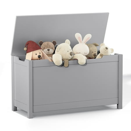 Hombay Wooden Toy Box, Storage Chest Trunk Bench with Safety Hinged Lid for Bedroom Entryway Living Room Kid Child Gift