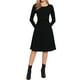 thumbnail image 1 of Vestido de punto acanalado INSPIRE CHIC para mujer, de manga larga, cuello redondo, cintura alta, estilo A-line, vestido casual XL negro, 1 of 6