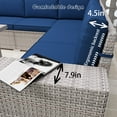 thumbnail image 4 of Wallowsun 6-Piece Modular Sectional Sofa Set, Rattan Wicker Patio Conversation Sets - Outdoor Patio Furniture Set with Thick Cushions & Double-Sided Coffee Table for Garden Patio and Lawn (Blue), 4 of 10