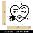 thumbnail image 2 of Flirty Heart Face with Rose in Teeth Mouth Self-Inking Rubber Stamp Ink Stamper - Green Ink - Mini 1/2 Inch, 2 of 7