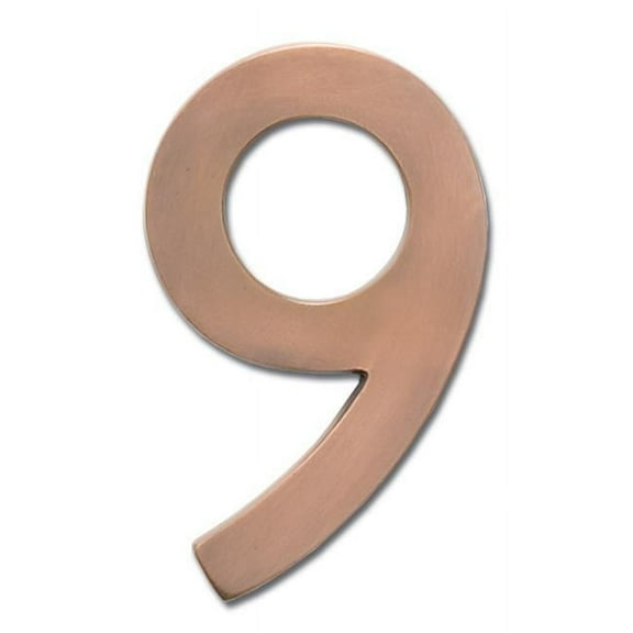 Architectural Mailboxes 3582AC Number 9 Solid Cast Brass 4 inch Floating House Number Antique Copper ''9''