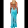 thumbnail image 4 of Vestido de Cóctel Elegante con Cuello Halter, Sin Mangas, con Volantes y en Forma de o para Mujer. Azul M, 4 of 8