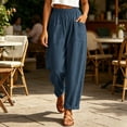 thumbnail image 2 of Sevevn Women's Soft Loose Barrel Casual Pants Elastic Stretch Waist Conceal Rollable Cuff Design Lightweight Spring Fall Beach Outfits, 2 of 6