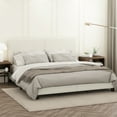 thumbnail image 3 of Furinno Pessac Upholstered Bed Frame, White PU Leather, King, 3 of 9