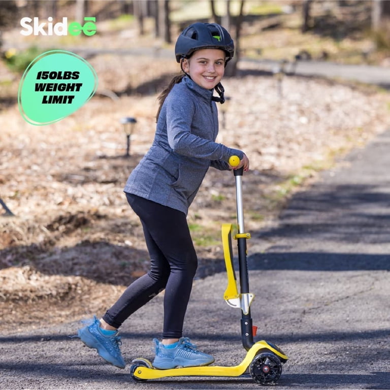 Skidee, Kick Scooter for Kids, Adjustable Height, Foldable, LED