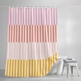 thumbnail image 3 of Shower Curtains for Bathroom, Colorful Stripe Waterproof Fabric Shower Curtain, Modern Pink Red Yellow Vertical Striped Decorative Bathroom Curtain for Bathtub, 72"x84", No Hooks Included, 3 of 9