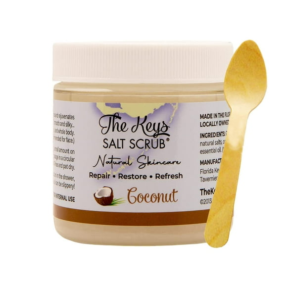 The Keys Sea Salt Scrub - Exfoliante corporal de coco Exfoliante para manos y pies para hombres y mujeres Exfoliante corporal Exfoliante de sal Exfoliante de coco con sal marina pura de Florida y acei
