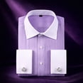 thumbnail image 3 of TANSILING Men's French Cuff Dress Shirt Pleated Formal Fit Long Sleeve with Cufflinks, 3 of 7