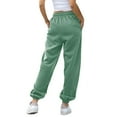 thumbnail image 4 of felwors Cinch Bottom Sweatpants for Women with Pockets Light Green, S, 4 of 7