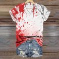 thumbnail image 2 of Towmus Halloween Clothes Short Sleeve Shirts Funny Tshirt Loose Fit Hand Printed V Neck Tops, 2 of 4