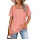 thumbnail image 1 of Camiseta de manga corta con cuello cuadrado para mujer, ropa con estampado de rayas, holgada, informal, elegante, de calle, 2022, 1 of 5