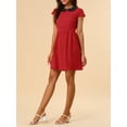 thumbnail image 6 of INSPIRE CHIC Women's  Peter Pan Collar Above Knee Hidden Zipper Back a-Line Dress L Red, 6 of 8
