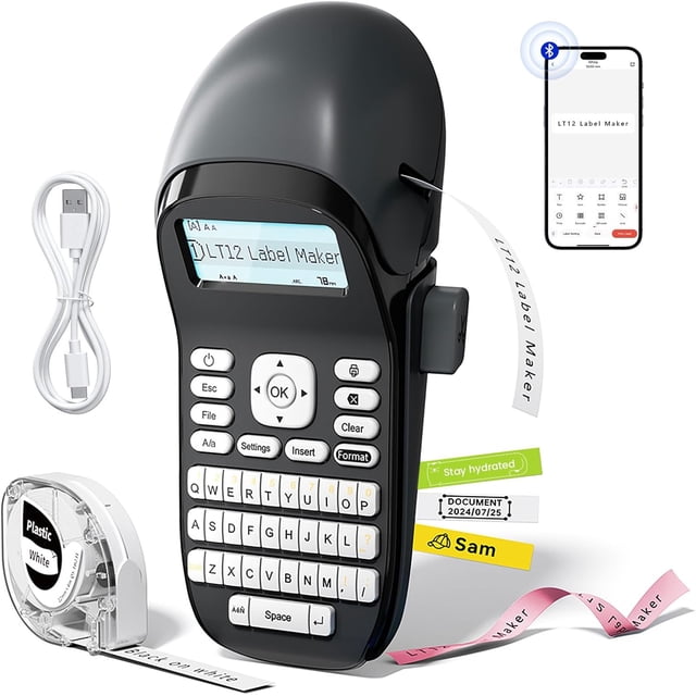 Label Maker Machine with Tape Portable Label Makerwith Keyboard LT tooth Label Printer Small Handheld Labeler Rechargeable with Multiple Templates Font Icon for Home Organization