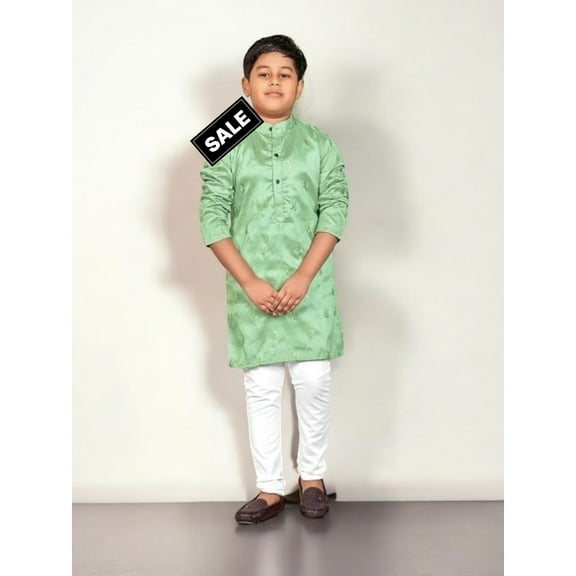 Light Green Traditional Kurta Pajama Set for Boys, Cultural Wear, 76578