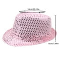 thumbnail image 4 of NoxwB Men's Vintage Sequins Bling Fedora Hat Sparkle Shining Bucket Cap Hat Pink 58CM, 4 of 5