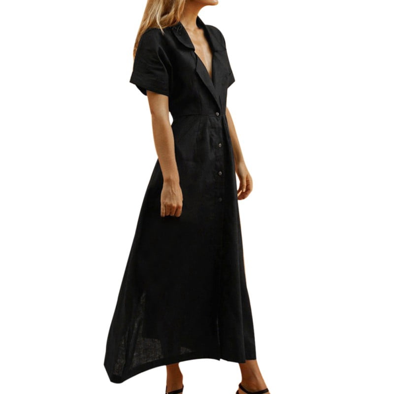 Fysho Women Short Sleeve Cotton \u0026 Linen 