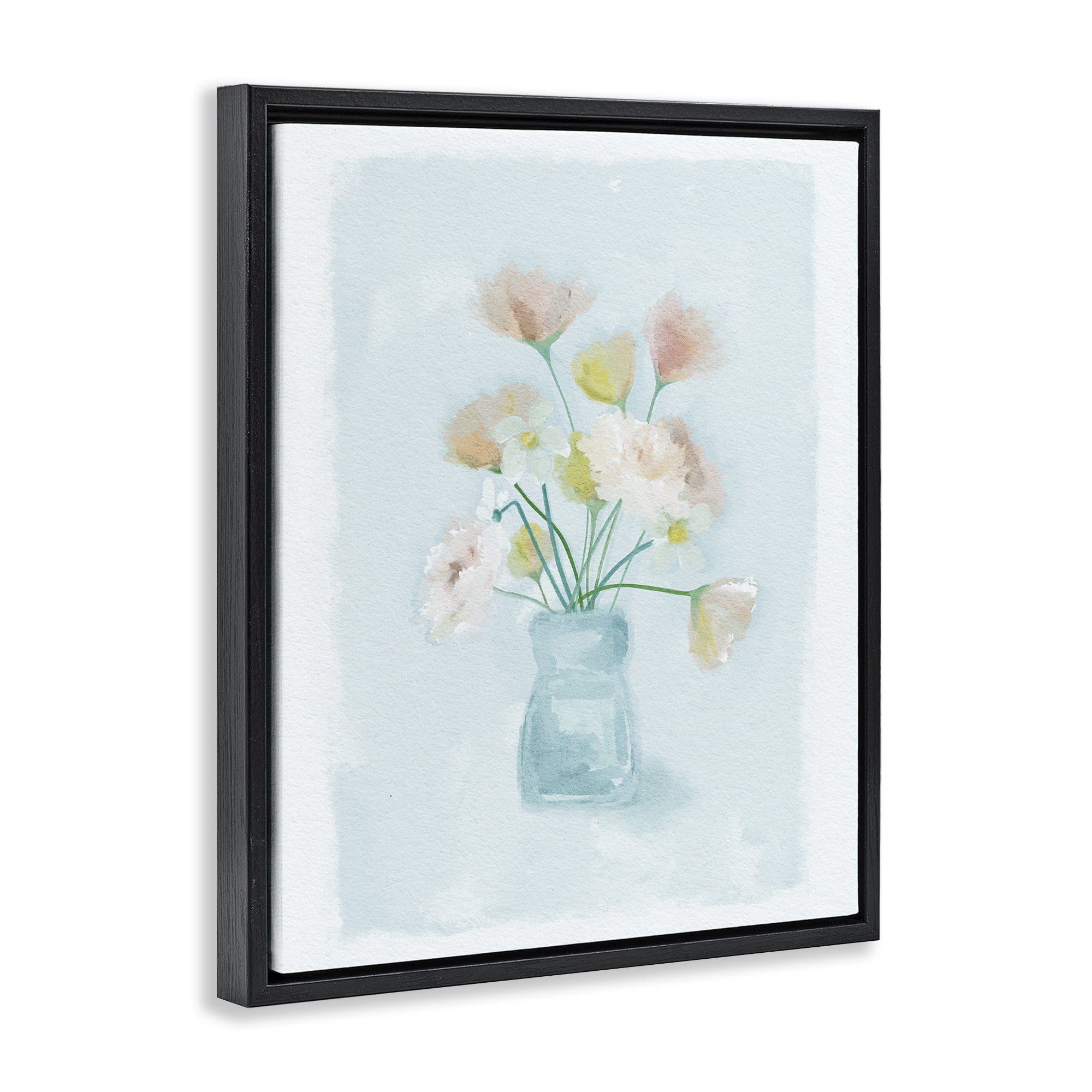 Stupell Industries Pretty Florals in Vase Black Framed Floater Canvas Wall Art, design by Leah Straatsma