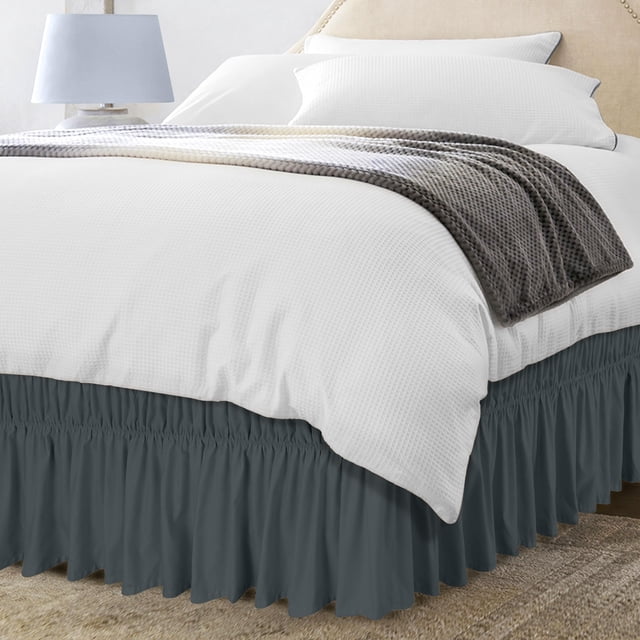 Falda de cama Utopia Bedding King, 41 cm, elástica gris caída