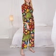 thumbnail image 3 of Balery Hippie Peace Love Conjunto de Pijama con Estampado para Mujer, Conjunto de Dos Piezas con Manga Larga, Ropa de Dormir Suave con Bolsillos, Pijamas Cómodos-Large, 3 of 7