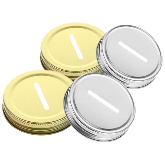 FRCOLOR 4Pcs Metal Coin Slot Bank Lids Mason Jars Canning Jars Money Saving Jars Lids