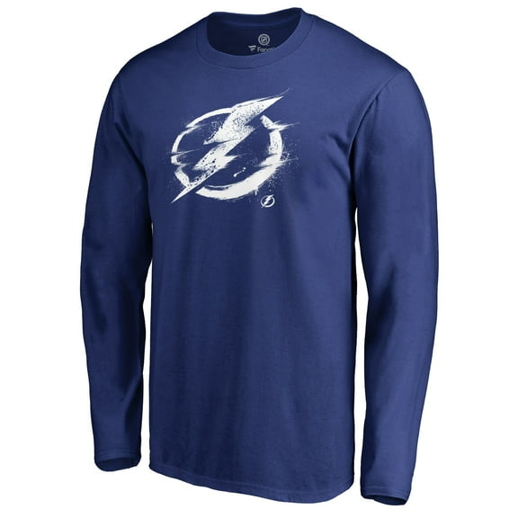 Men's Blue Tampa Bay Lightning Splatter Logo Long Sleeve T-Shirt