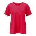 thumbnail image 2 of Duoif T Shirts for Women, Women's Fashion Solid Color Short Sleeved V Neck Tops Womens Tops H XXL, 2 of 3
