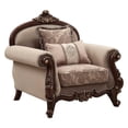 thumbnail image 4 of HomeRoots 347247 38 x 49 x 45 in. Fabric Walnut Upholstery Wood Leg & Trim Chair with 2 Pillows, 4 of 4