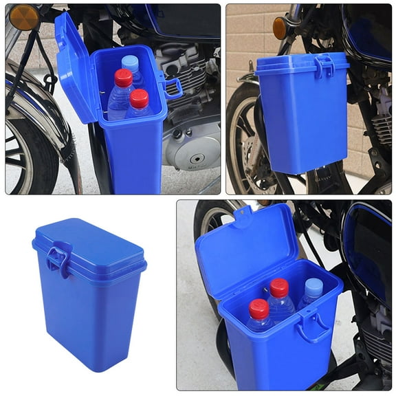 IBASETOY Blue Motorcycle Storage Box Durable Tool Carrier with Easy Installation and Secure Buckle