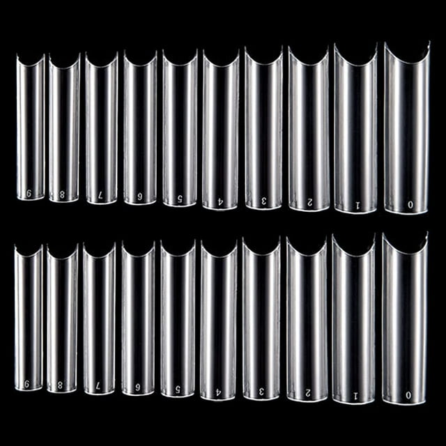 1000 Pcs TTG Pointes d'Ongles Acryliques Courbe C Extra Longues Claires, Forme Carrée Droite, Demi-Couverture Courbée C Profonde, Faux Ongles Acryliques pour Salons de Manucure DIY (10 Tailles)