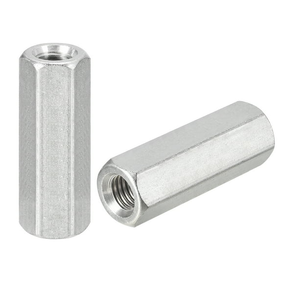 M12 x 1.75-Pitch 60mm Length Coupling Nuts, 2 Pack 304 Stainless Steel Metric Hex Rod Coupling Nuts