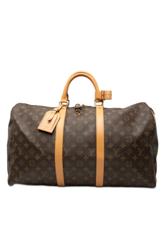 Pre-Owned Louis Vuitton Monogram Keepall 50 Boston Bag/Handbag M41426 Brown Leather Women's...
