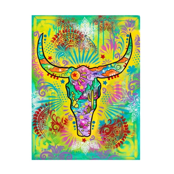 Canvas Wall Art - Dean Russo- Exclusive 'Longhorn Skull' Wall Art for Living Room, Bedroom, or Office Décor by Trademark Fine Art - 14 x 19 Inches