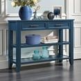 thumbnail image 2 of GZXS Vintage Style Console Table with Drawers and Shelves, 42" Rustic Buffet or Sofa Table for Couch Behind, Hallway, Living Room, Office (Navy Blue), 2 of 10
