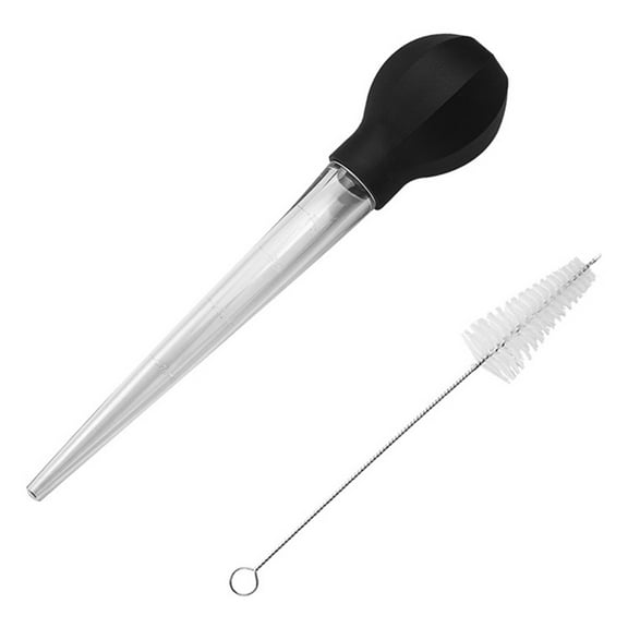 Farfi 1 Set Turkey Baster Syringe Large Food Grade with Cleaning Brush BBQ Baster Syringe Tube Pump Kitchen Tool (2pcs)