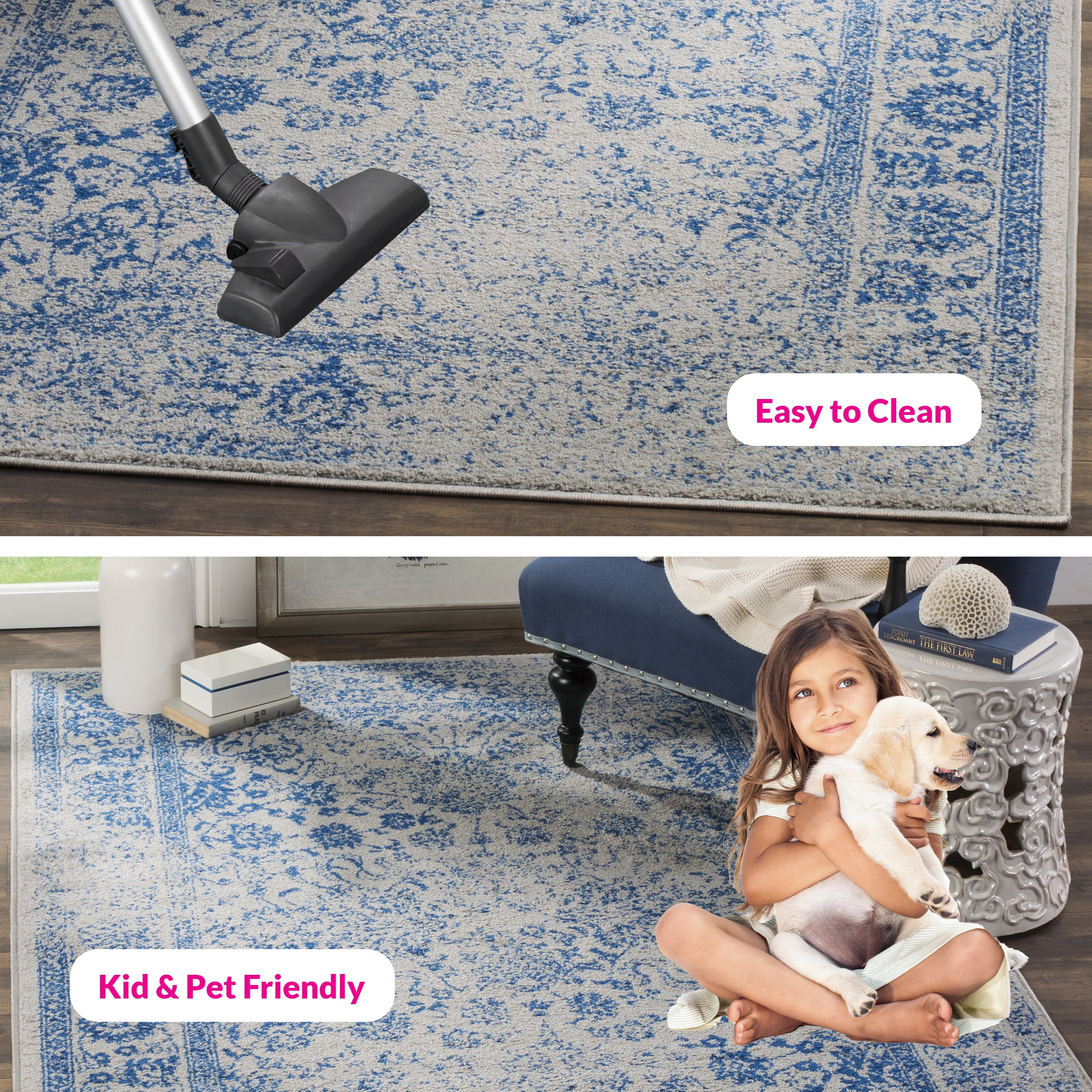 SAFAVIEH Adirondack Wyatt Traditional Distressed Area Rug, Grey/Blue, 5'1" x 7'6" - Transitional Modern Design, Grey & Blue, Ideal for Living Room, Bedroom, Dining Space