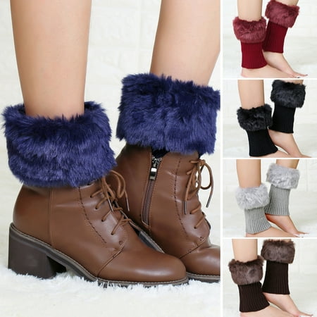 

Xyer 1 Pair Leg Warmers Washable Keeping Warmth Solid Color Lady Women Plush Autumn Winter Warm Leg Cover for Everyday Life White