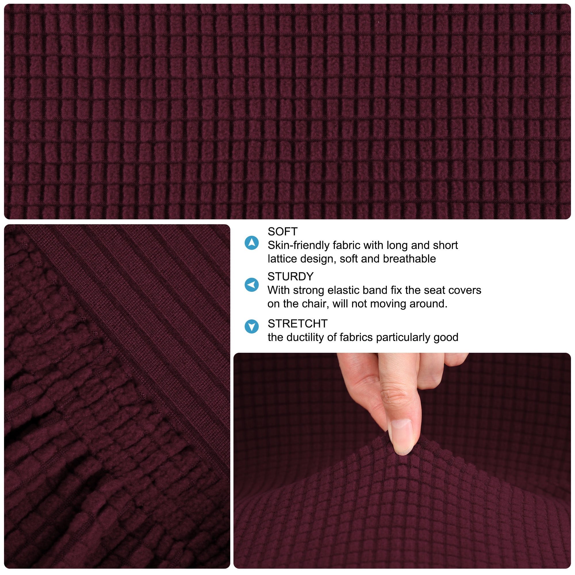 Unique Bargains Polyester Stretch Bar Stool Covers Elastic Band Mid Back Chair Slipcover Burgundy 1 Pc