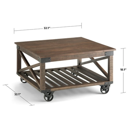 Simpli Home - Harding Square Industrial Mango Wood Coffee Table - Distressed Dark Brown