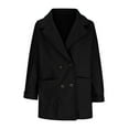 thumbnail image 3 of qolati Women Double Breasted Coats Elegant Notched Lapel Collar Wool Blend Suits Jackets Winter Work Office Overcoat Pea Coat, 3 of 5