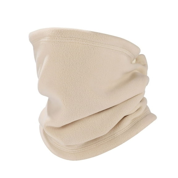 Xfvqtps Mens and Womens Face Mask Neck Scarf Integrated with Snap Button Fleece Solid Color Neck Warmer Soft Cozy Windproof Coldproof Warm Winter Neck Gaiters and Face Mask Beige