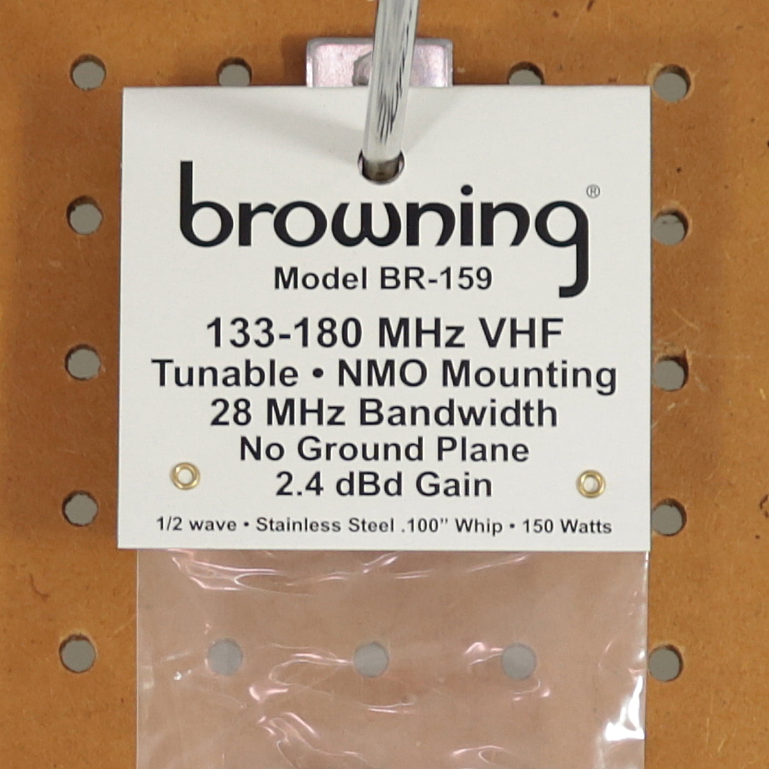 Browning 200-Watt 133 MHz to 180 MHz 2.4-dBd-Gain No Ground Plane VHF Antenna with NMO Mounting, BR-159