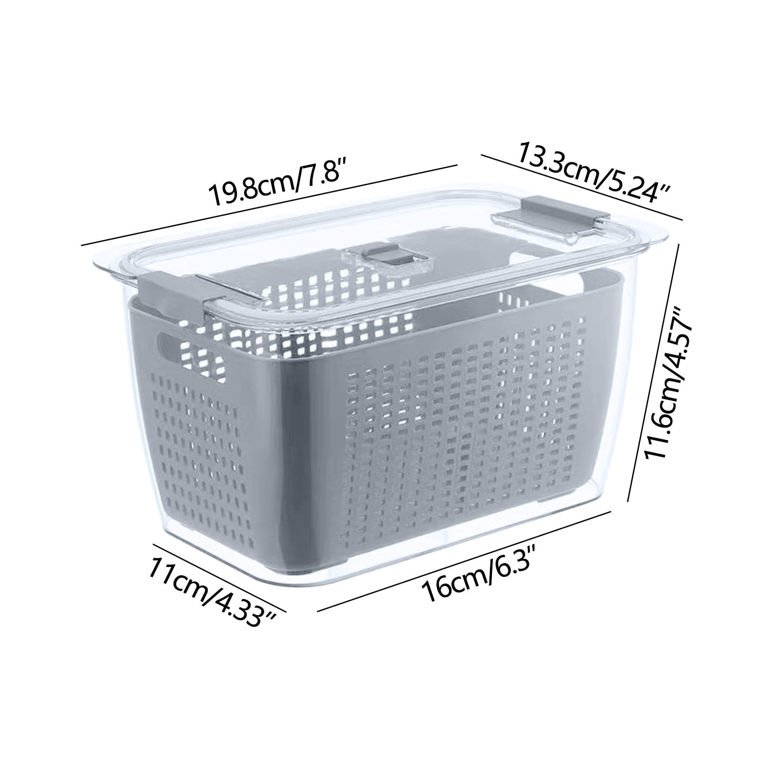 Wovilon Baskets Fruit Vegetable Storage Containers For Fridge Draining Fresh Containers 3 In 1 Produce Storage Containers Large Organizer Bins With Lid Colander
