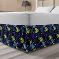 thumbnail image 1 of Nautical Bed Skirt, Grunge Style Illustration of Shark Silhouettes, Elastic Bedskirt Dust Ruffle Wrap Around for Bedding Decor, 4 Sizes, Indigo Multicolor, by Ambesonne, 1 of 2