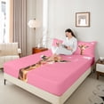 thumbnail image 4 of Homewish Animal Giraffe 3pcs Twin Sheet Sets for Teens Boys Girls,Pink Brown Twin Fitted Sheet,Pink Bubbles Breathable Flat Sheet,Ultra Soft Home Decor, 4 of 7