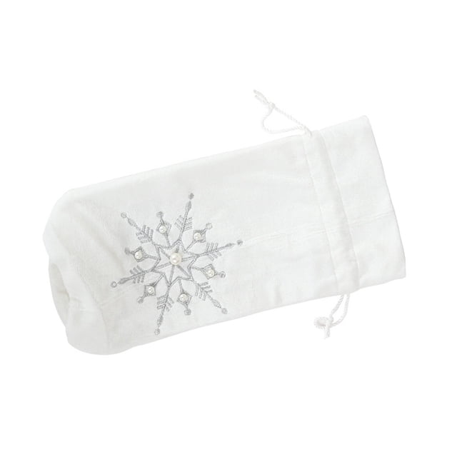 Matsuzay Funda navideña de felpa para botella de vino, bolsa bordada de copo de nieve con cordón, de comedor, cerveza, fiesta de Navidad, Bar, Kits de decoración para fiestas Blanco Matsuzay HA068791-01