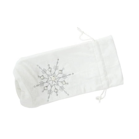 

Plush Christmas Wine Bottle Cover Drawstring Snowflake Embroidery Bag Dining Table Beer Xmas Party Bar Hotel Accessories White