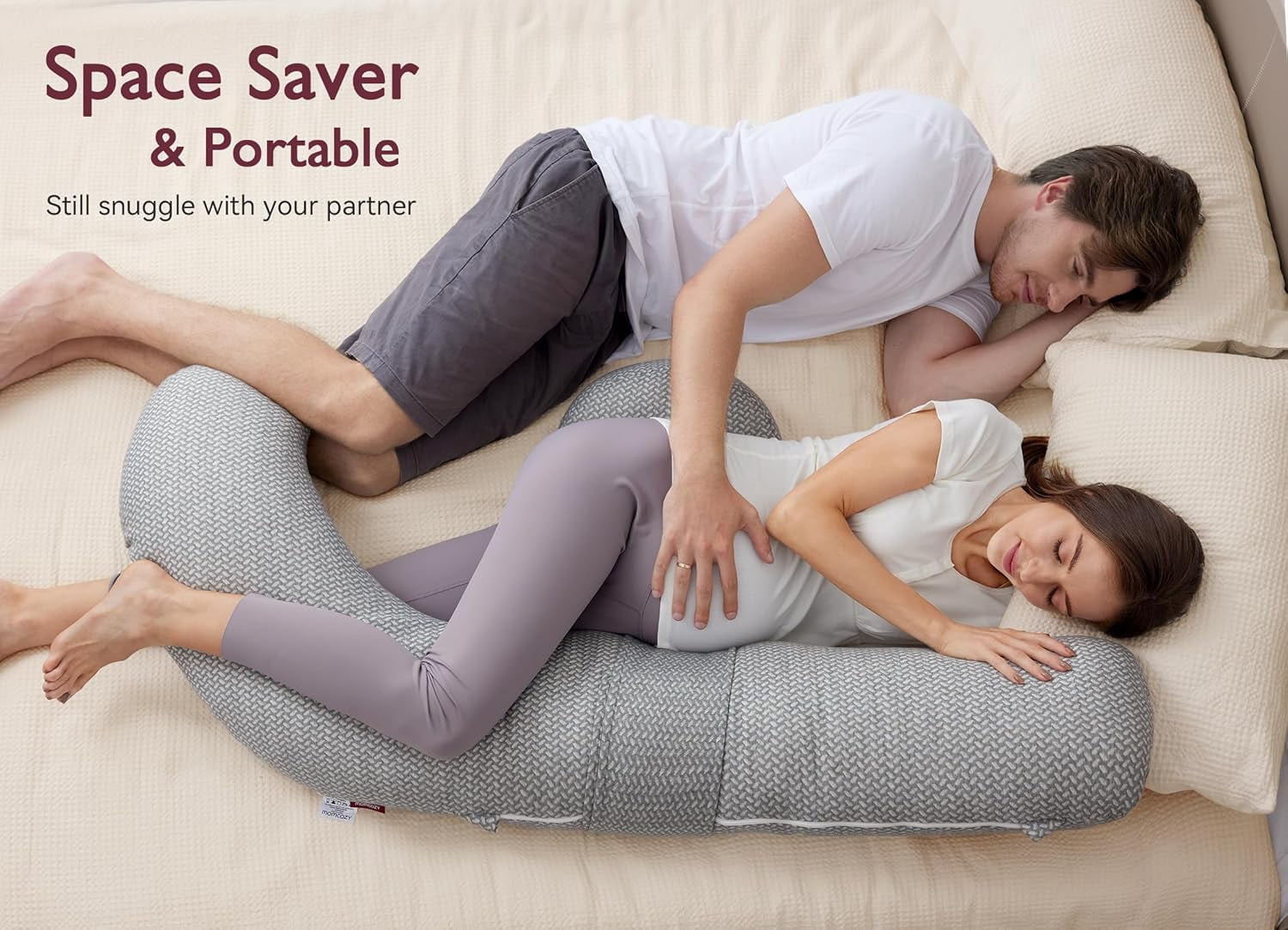 Pregnancy Pillow,Original F Shaped Maternity Pillow for Pregnant Women with Adjustable Wedge Pillow, Full Body Support Pregnancy Pillows for Side Sleeping with Velvet Cover, Light Grey