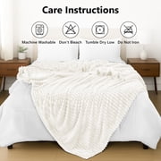 Lux Decor Striped Cozy Throw Blanket, Ultra Soft Lightweight Warm Fleece Blanket for Couch, Bed & Travel, All Season Comfort, Off White